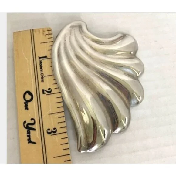 Vintage Mexico Sterling Silver Wave-Shaped Brooch Pin 925 Hallmarked Elegant - Picture 5 of 8